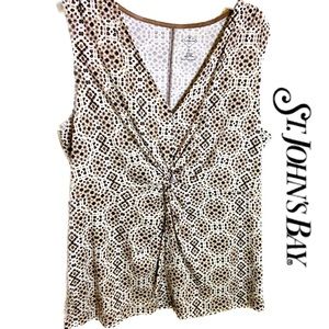 ST. JOHN’s BAY Sleeveless Top Cotton & Modal V-neck Twist Front Detail Size XL
